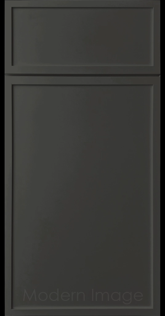 Midnight Sun Arcadia shaker-style cabinet door, featuring slim stile and rail surrounding a flat center panel